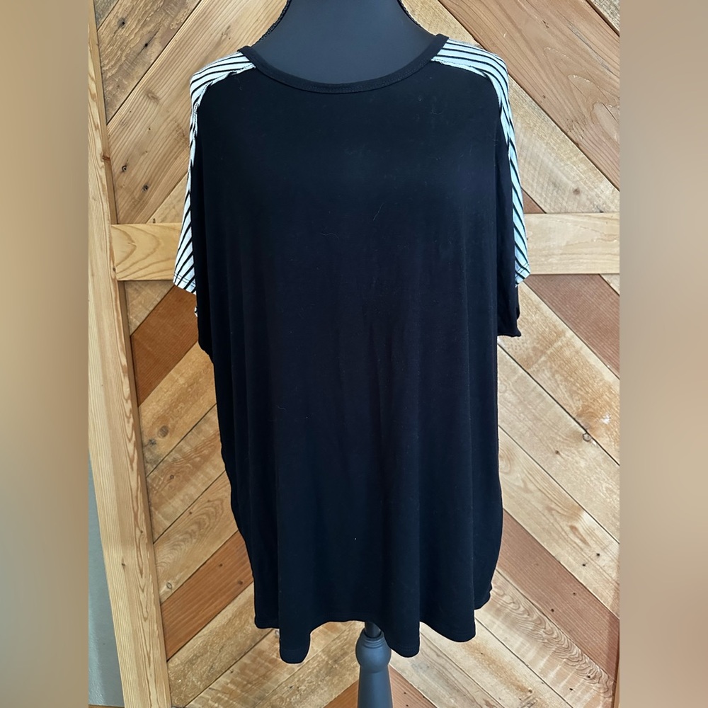 Sew In Love Black and White Striped Sleeve Women's Top